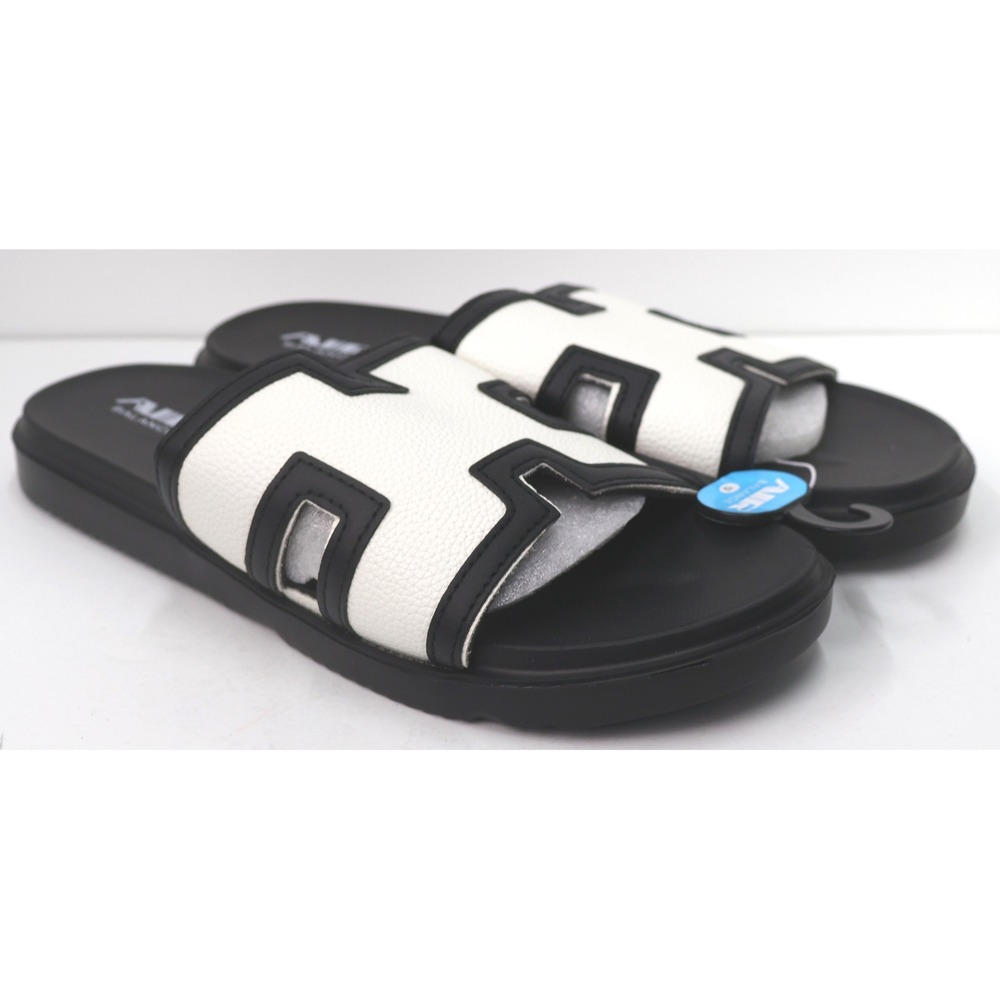 Air Balance Slide Sandals Mens Size 12 Black White NEW H-Strap ABS7093M